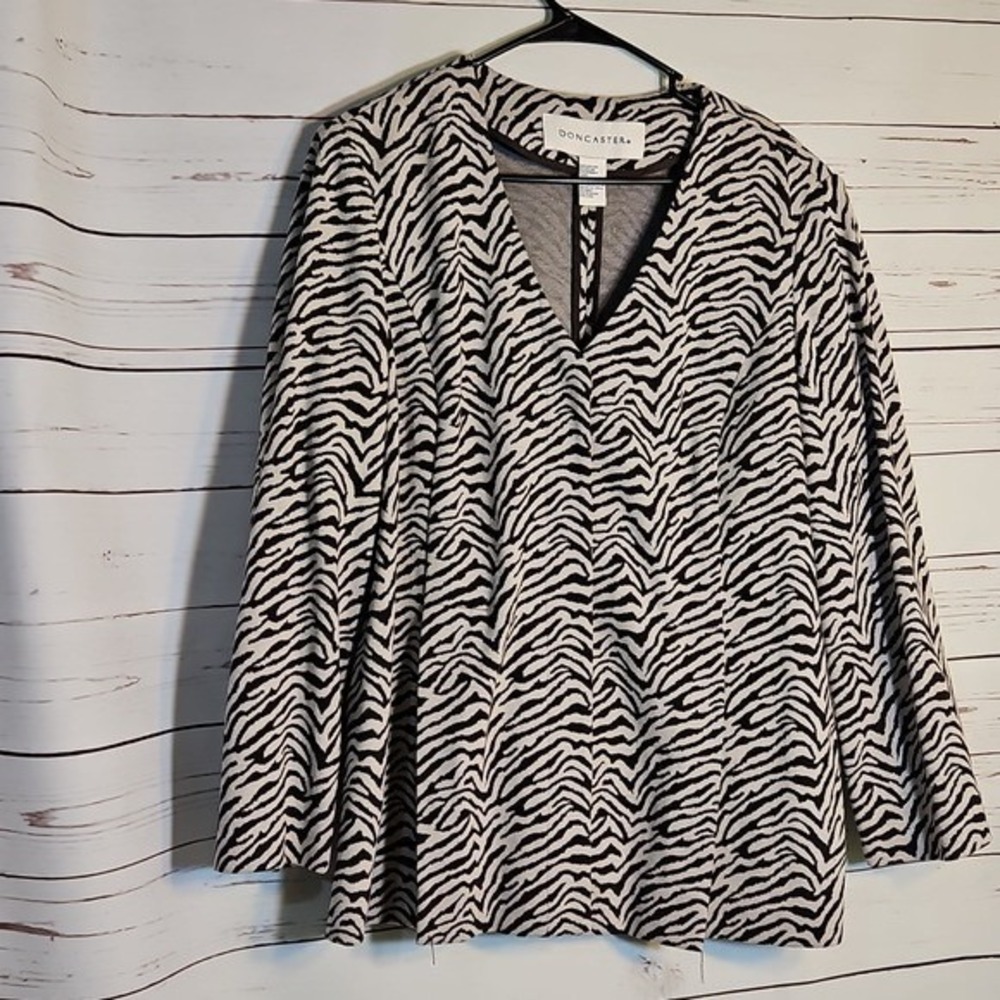 Doncaster Zebra Print Blazer Jacket Black‎ Cream Statement Career , 14w
